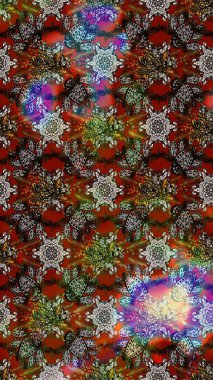 Raster illüstrasyonundaki çiçek desenli çizim. Düz Çiçek Elementleri Tasarımı. Kahverengi ve gri renkli çiçekler. Renkli Bahar Teması çizim şablonu.