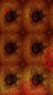 Kahverengi ve kırmızı renklerde. Güzel kumaş deseni. Raster illüstrasyonu. Raster illüstrasyonunda çiçek deseni çizimi.