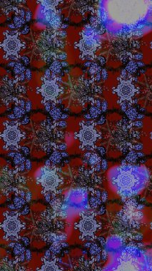 Raster illüstrasyonu. Patlayan çiçekler soyut olarak yerleştirilmiş. Raster deseni. Nazikçe, rengarenk bahar çiçekleri.