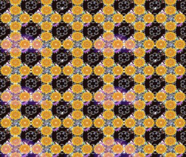 Sarı renkte güzel çiçekler olan eskiz deseni, suluboya çiçek deseni, duvar kağıdı, kart ya da kumaş için fayanslı. Raster..