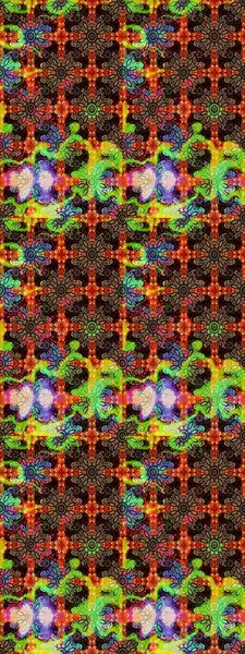 Siyah ve kahverengi üzerine siyah ve kahverengi. Çiçekli ipek eşarp. El çizimi çiçek unsurları olan soyut çizim raster deseni. 1950-1960 motifleri. Retro tekstil tasarım koleksiyonu.