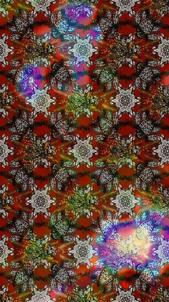 Raster illüstrasyonundaki çiçek desenli çizim. Düz Çiçek Elementleri Tasarımı. Kahverengi ve gri renkli çiçekler. Renkli Bahar Teması çizim şablonu.