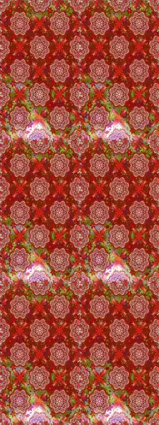 Kusursuz çiçek deseni. Raster illüstrasyonu. Kırmızı ve kahverengi renkte çiçekler. Raster illüstrasyonu. Asya tekstil tarzında.