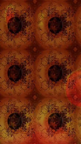 Kahverengi ve kırmızı renklerde. Güzel kumaş deseni. Raster illüstrasyonu. Raster illüstrasyonunda çiçek deseni çizimi.