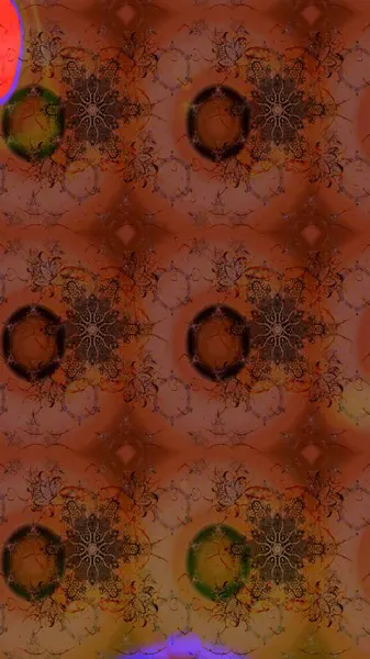 Tekstil için suluboya eskiz deseni. El çizimi çiçek çizimi deseni (fayans). Şirin çiçekleri, desenleri, kahverengi ve kırmızı renkleri olan renkli çizim deseni.