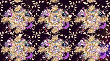 Raster illüstrasyonundaki çiçek desenli çizim. Suluboya tarzında siyah renkte çiçekler.