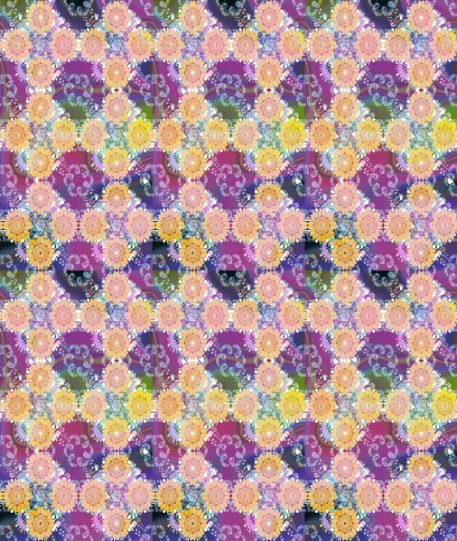 Raster illüstrasyonu. Şirin çiçek elementleri. Robot resim. Bej renkte çiçekler.