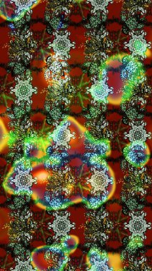 Suluboya elle çizilmiş çiçek desenli eskiz deseni. Parlak renkli fantezi çiçekleri, yapraklar, renkli tomurcuklar.