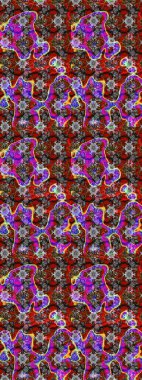 Küçük çiçekteki sevimli çiçek deseni. Raster illüstrasyonu. Raster deseni. Gri, kırmızı ve kahverengi renkte yaz çiçekleri.