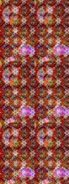 Düz Çiçek Elementleri Tasarımı. Kahverengi, kırmızı ve nötr renklerde çiçekler. Renkli Bahar Teması eskiz kalıbı. Raster illüstrasyonunda çiçek deseni çizimi.