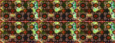 Çocuk stili. Düz Çiçek Elementleri Tasarımı. Çiçekli, kusursuz bir arkaplan. Renkli Bahar Teması Kusursuz Arkaplan.