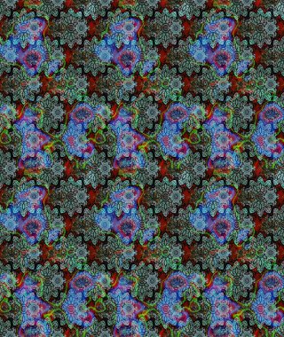 Mavi renkte güzel çiçekli eskiz deseni, suluboya çiçek deseni, duvar kağıdı, kart ya da kumaş için fayanslı. Raster..