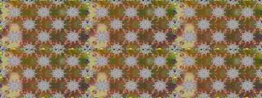 On brown and gray colors. 3d flowers, seamless. Raster illustration.