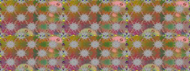 Çiçek çelengi. Şablon, pürüzsüz, çiçekli kenar. Eski moda arka plan. Kıvırcık, parlak örgü. Raster illüstrasyonu. Güzel, pürüzsüz kumaş, tuval..