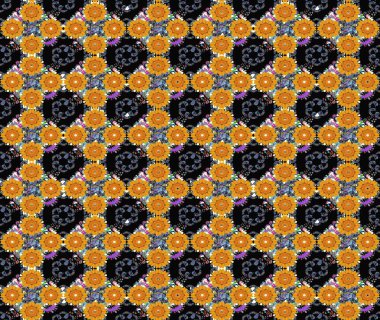 Eskiz geçmişi. Eski usul. Raster illüstrasyonu. Tomurcukları papatya çiçekleri olan sevimli bir çiçek deseni. Kumaş, tekstil, duvar kağıdı baskısı için. Miles Fleur, dandik süs.