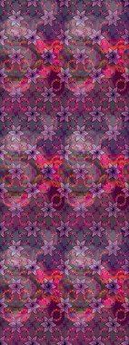 Raster illüstrasyonundaki çiçek desenli çizim. Suluboya tarzında mor ve kahverengi renkte çiçekler.