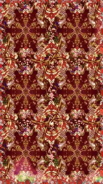 Kusursuz oryantal klasik altın desen. Kahverengi renklerde altın tekrarlayan elementler içeren Raster soyut arkaplanı.