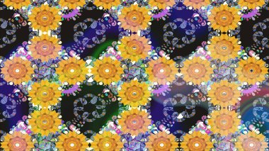 Çiçek desenli raster, sarı çizgi grafik desenli soyut raster arkaplan. Modern stil dokusu.