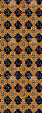 Düz Çiçek Elementleri Tasarımı. Raster Illustrasyon 'daki Çiçek Deseni' nin son moda çizimi. Güzel kumaş deseni. Renkli Yaz Teması çizim şablonu.