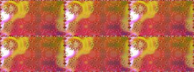 Pembe ve turuncu renkli çiçekler. Düz Çiçek Elementleri Tasarımı. Renkli Bahar Temalı Kusursuz Arkaplan. Güzel çiçek deseni..