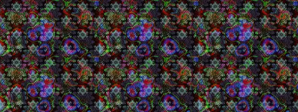 Raster illüstrasyonu. Chichi 'nin kumaş kalıbını çiz. Çiçek deseni. Düz Çiçek Elementleri Tasarımı. Renkli Bahar Teması çizim şablonu.