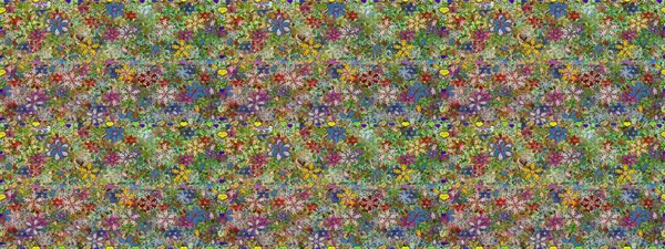 Renkli Bahar Temalı Kusursuz Arkaplan. Düz Çiçek Elementleri Tasarımı. Çiçeksel fantezi tasarımı. Parlak bir arka planda..