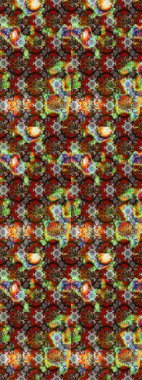 Üzerinde gelincikler ve vadi zambakları olan renkli çiçek desenli nakış deseni. Tekstil tasarımı için kahverengi ve gri renkli geleneksel halk çiçekleri buketi.