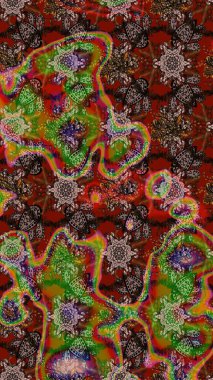 Küçük çiçekteki sevimli çiçek deseni. Raster deseni. Nazik, yaz çiçekleri kahverengi ve kırmızı renklerde. Raster illüstrasyonu.