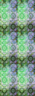 Kusursuz desenli oryantal süs. Altın elementlerle yeşil renklerde altın desen. İslam tasarımı. Çiçek kiremitleri. Raster altın tekstil baskısı.