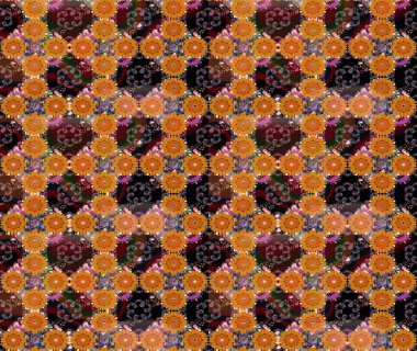 Raster - stok. Turuncu çiçekli eskiz deseni, suluboya çiçek deseni, sevimli çiçek, duvar kağıdı, kart veya kumaş için fayanslı.