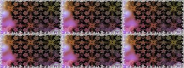 Raster illüstrasyonu. Tropik, dikişsiz çiçek deseni. Kahverengi renkte çiçekler.