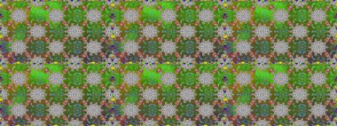 Renkli, pürüzsüz desen. Raster illüstrasyonu. Yeşil ve gri renkli şirin tekstil tarzında. Çiçek duvar kâğıdı. Çiçek arka planı.