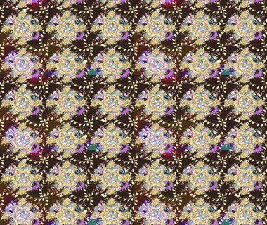 Raster deseni. Gri renklerde bahar çiçekleri. Raster illüstrasyonu. Patlayan çiçekler soyut yerleştirilmiş.