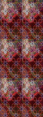 Vadinin çiçekleri kahverengi ve mor renklerde. Kusursuz bir arka plan modeli. Suluboya, elle çizilmiş. Raster - stok.