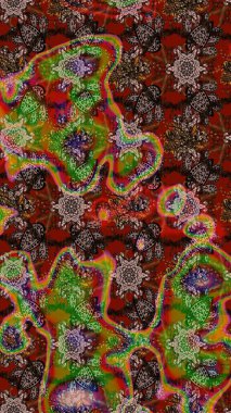 Küçük çiçekteki sevimli çiçek deseni. Raster deseni. Nazik, yaz çiçekleri kahverengi ve kırmızı renklerde. Raster illüstrasyonu.