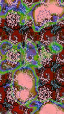 Renkli Bahar Teması eskiz kalıbı. Karalama çiçeği. Düz Çiçek Elementleri Tasarımı. Zentangle soyut çiçekleri. Güzel kumaş deseni. Raster illüstrasyonu.