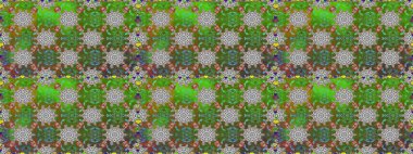 Renkli, pürüzsüz desen. Raster illüstrasyonu. Yeşil ve gri renkli şirin tekstil tarzında. Çiçek duvar kâğıdı. Çiçek arka planı.