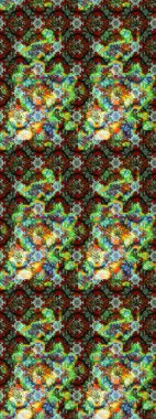 Raster illüstrasyonundaki çiçek desenli çizim. Yeşil ve kahverengi renkte çiçekler.