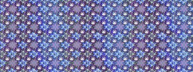 Raster deseni. Bahar çiçekleri dallı desen, mavi renkler çiçekli siluet.