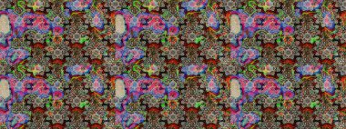 Şirin çiçek elementleri. Gri renkli çiçekler. Robot resim. Raster illüstrasyonu.