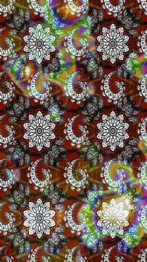 Güzel kumaş deseni. Raster illüstrasyonu. Renklerle. Raster illüstrasyonunda çiçek deseni çizimi.