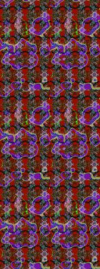 Renkli Bahar Teması eskiz kalıbı. Kırmızı ve kahverengi renkte çiçekler. Raster illüstrasyonundaki çiçek desenli çizim. Düz Çiçek Elementleri Tasarımı.