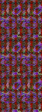 Renkli Bahar Teması eskiz kalıbı. Kırmızı ve kahverengi renkte çiçekler. Raster illüstrasyonundaki çiçek desenli çizim. Düz Çiçek Elementleri Tasarımı.