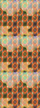 Kusursuz desenli altın elementler. Turuncu renkte Kraliyet retro 'su. Raster illüstrasyonu. Klasik çiçek dokusu. Altın şablon. Kart, duvar kağıdı, ambalaj, tekstil için klasik tasarım.