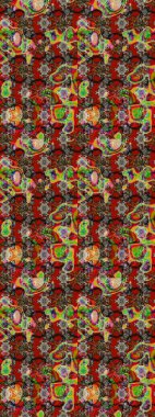 Kabile sanatı boho baskısı, klasik çiçek arkaplanı. Soyut etnik raster çizim kalıbı. Arkaplan dokusu, duvar kağıdı, kırmızı, kahverengi ve gri renkli çiçek teması.