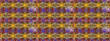 Çiçeksel fantezi tasarımı ve parlak bir arka plan çizimi. Renkli Bahar Teması eskiz kalıbı. Düz Çiçek Elementleri Tasarımı.