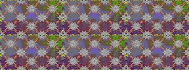 Çiçeksiz desenli, suluboya elle çizilmiş elementler. Parlak renkli fantezi çiçekleri, yapraklar, gri renkli tomurcuklar.