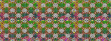 Yeşil ve kahverengi renkli şirin çiçek desenleri. Raster Modaya uygun kumaş deseni. Düz Çiçek Elementleri Tasarımı. Renkli Bahar Teması Kusursuz Arkaplan.