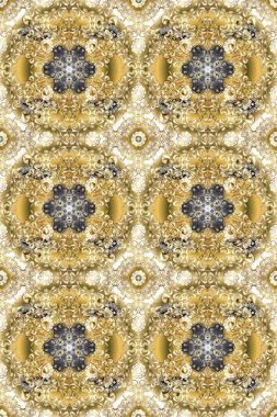 Kusursuz klasik altın desen. Raster geleneksel oryantasyon süsü. Altın desenli bej, nötr ve kahverengi altın elementlerle.