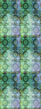 Klasik raster şablonu. Tekrarlayan elementlerle kusursuz soyut arkaplan. Yeşil ve altın desenli.